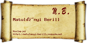 Matulányi Berill névjegykártya